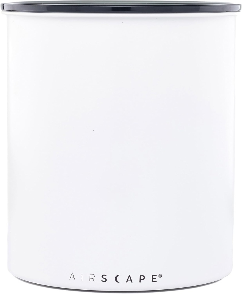 AirScape Planetary Design Kilo Coffee Storage Canister - US Patented Inner Plunger Lid Removes Excess Oxygen - DON'T buy airtight, BUY AIR-LESS - Holds 2.2 lbs Coffee Beans - (Matte White)