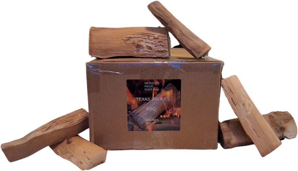 Pecan Wood - Premium Pecan Smoking Wood Splits for BBQ and Grilling, 7-8" Long, 1-3.5" Diameter, 25-30 Splits, 12x16x8 Box, 1536 cu in, Approx 30 lbs