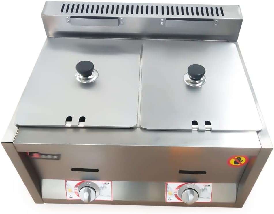 Food Warmer Commercial Gas Bain Marie Buffet Countertop Food Warmer Steam Table Steamer Soup Warmer Adjustable Temp Gas Fryer Steamer Cooking Heating Pot (2 Pan)