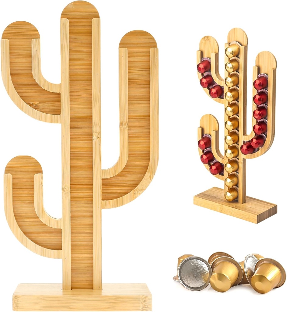 Coffee Pod Holder Wood Cactus Shape Coffee Pod Rack Detachable and Assembled Coffee Pod Organizer Large Capacity Coffee Pod Holder for Home Kitchen Office Countertop US(Tree shape)