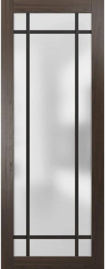SARTODOORS Slab Barn Door Panel Frosted Glass | Planum 2112 Chocolate Ash | Sturdy Finished Doors | Pocket Closet Sliding-32 x 80"