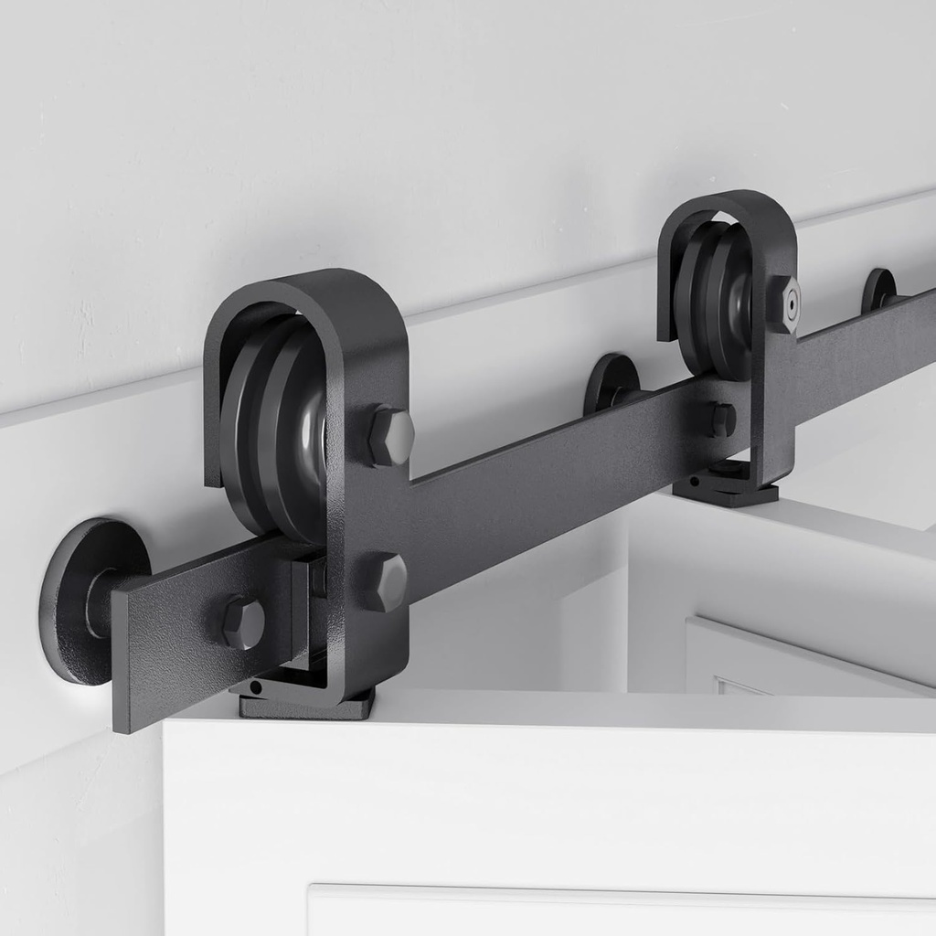 40 inch Bifold Barn Door Hardware Track Kit for Two 18 inch Closet Doors,Top Mount Sliding System,Heavy Duty Roller,Smoothly and Quietly,Black(Bifold Door Not Included)