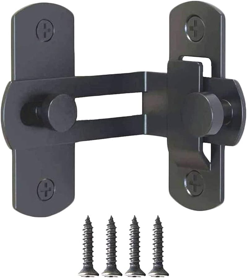 Stainless Steel 90 Degree Flip Door Sliding Latch - Safety Barn Door Lock, Right Angle Curved, Corrosion Resistant