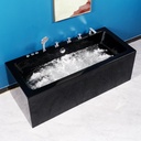Jetted Bathtub,67"x29.5 inches,Spa Tub | Hydraulic massage + airflow massage,Chromotherapy, Rectangular Acrylic Black bathtub, 7-color night light,3-sided apron edge design (Massage C)