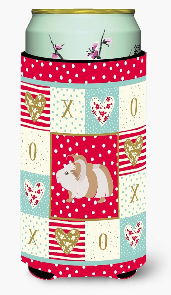 Caroline's Treasures CK5434TBC Silkie Guinea Pig Love Tall Boy Hugger, Red Can Cooler Sleeve Hugger Machine Washable Drink Sleeve Hugger Collapsible Insulator Beverage Insulated Holder