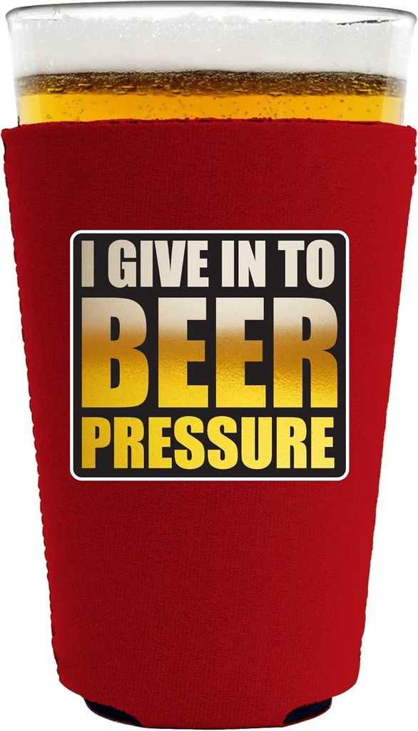 Beer Pressure Pint Glass Coolie Red