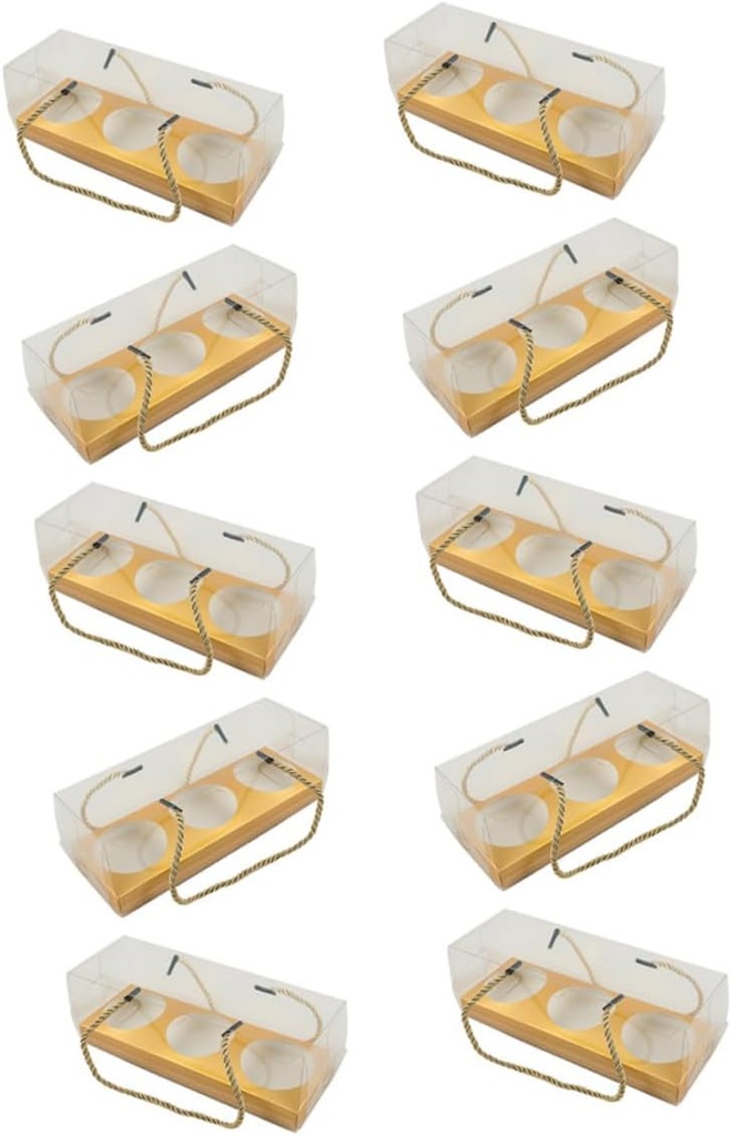 Garneck Reusable Sturdy Plastic Dessert Boxes Rectangle Cupcake Containers Handles for Easy Transport