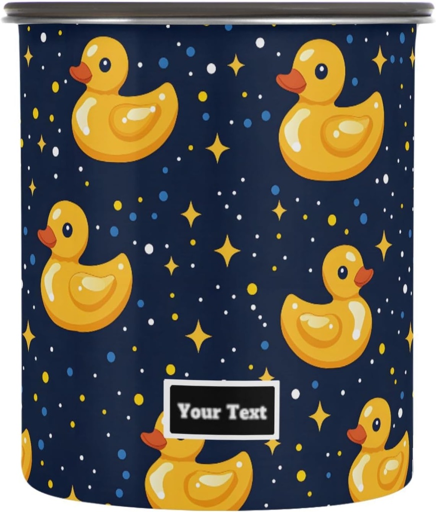 ALAZA Yellow Duck Stars Kitten Cats Airtight Coffee Bean Canister Customed 30oz Food Storage Containers with Lids For Gournd, Tea, Sugar, Flour, Rice, Cereal, Candy Cookie Jar
