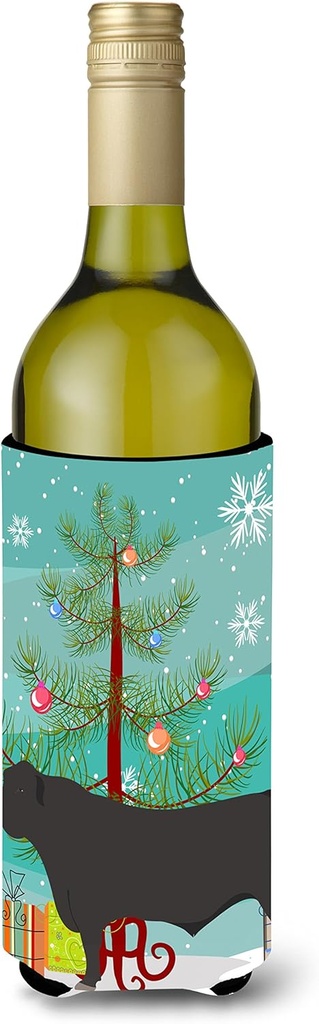 Caroline's Treasures BB9195LITERK Black Angus Cow Christmas Wine Bottle Hugger, Teal Bottle Cooler Sleeve Hugger Machine Washable Collapsible Insulator Beverage Insulated Holder