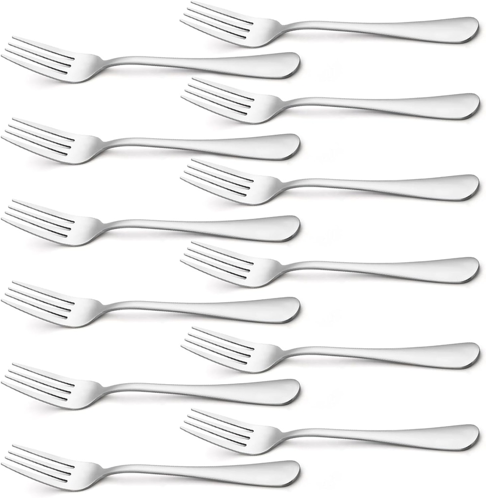 Briout Silverware, Dinner Fork 8 Inches, Forks Set of 12 Premium Food Grade Stainless Steel Forks for Home Kitchen Party Restaurant, Mirror Polished Dishwasher Safe