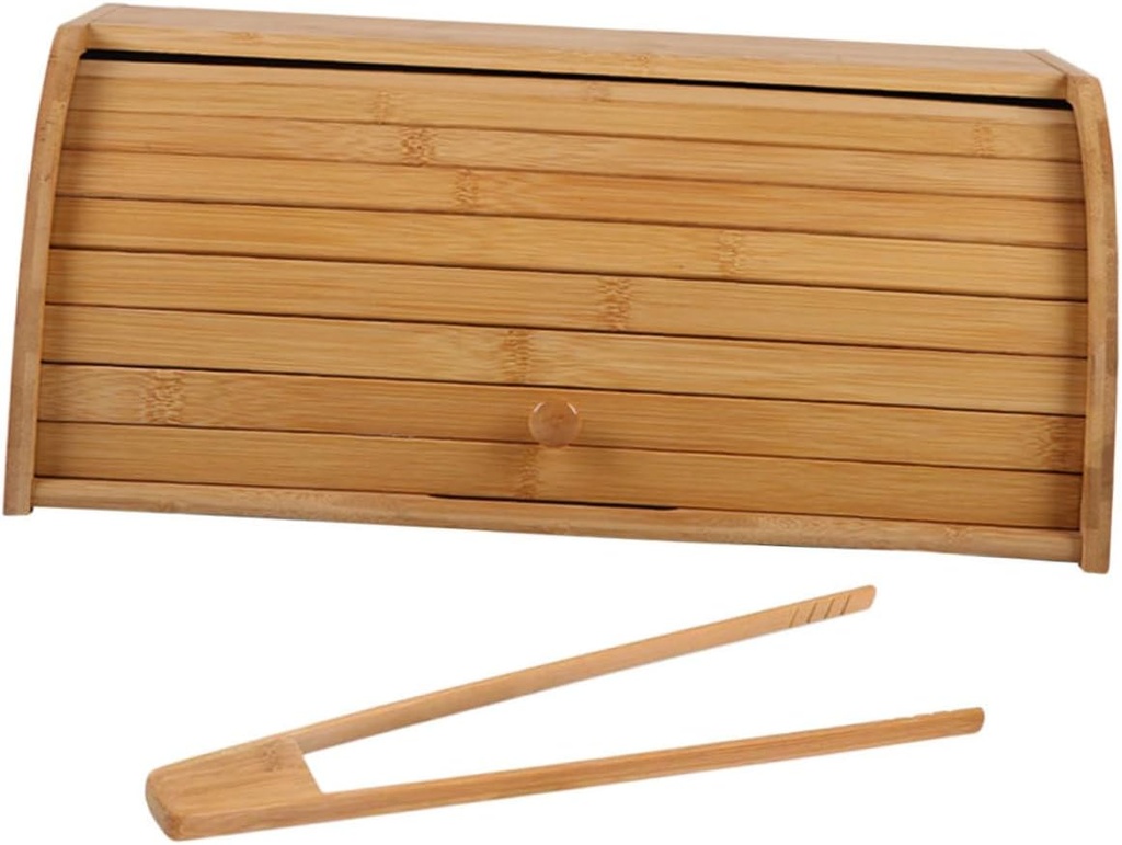 BESTOYARD Bamboo Bread Box Airtight Bread Container Loaf Storage for Kitchen Counter Random Style