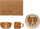 Creative Co-Op Child's Stoneware Dinnerware with Painted Dogs, Boxed Set of 3 Pieces