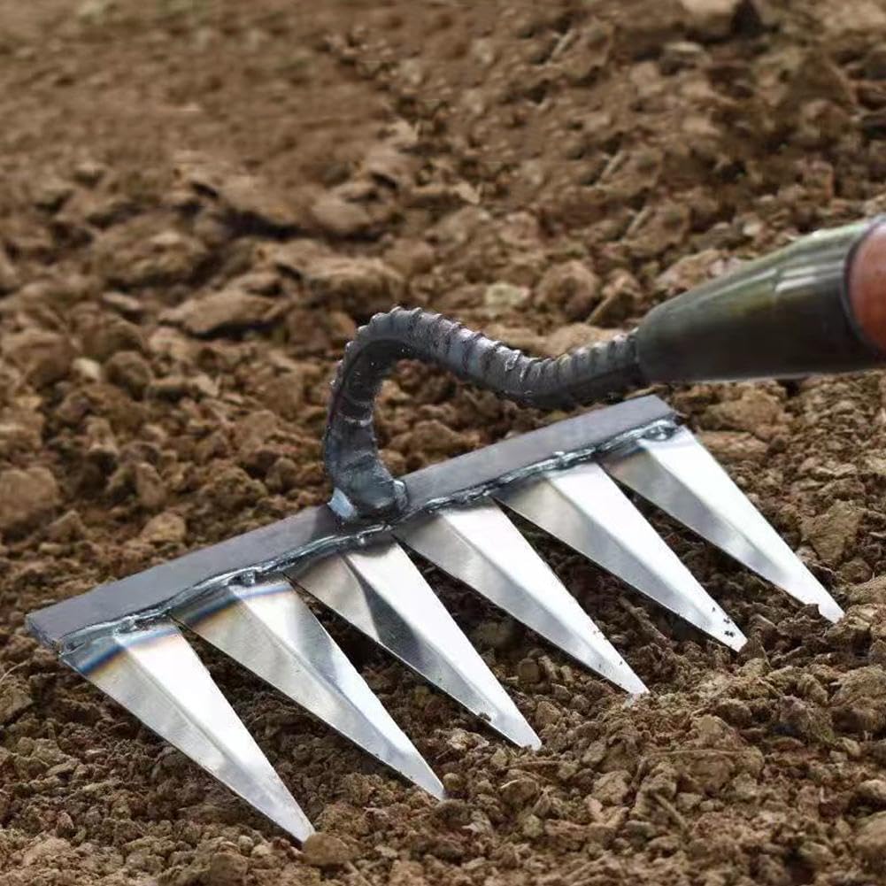 Iron Rake for Gardening and Weeding, Ironrake The Heavy Duty Iron Weeding Rake, Rake for Dethatching Lawn, Garden Weeding Tools for Backyard Lawn Loosening