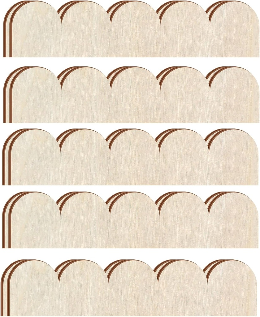 12 Pack Unfinished Scalloped Decorative Wood Trim Scalloped Edge Decorative Wood Molding Cute DIY Moulding Trim for Christmas Home Wall Cabinet Shelf and Window Door (15.75 x 3.54 Inch)