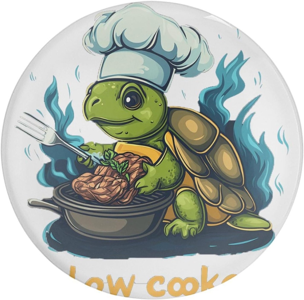 Slow Cooker Turtle Chef Cute Refrigerator Magnet Sticker Glass Decorative 1 PCS