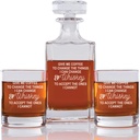 Abby Smith Give Me Coffee To The Things I Can Change & Whiskey To The Ones I Cannot Engraved Decanter and Rock Glasses, Set of 3
