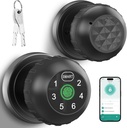 Onemake Smart Door Knob Lock Fingerprint Door Lock with Keypad, Biometric Door Knob with APP, Keyless Entry Door Lock with Handle for Home Office Hotel Apartment Garage(Matte Black)