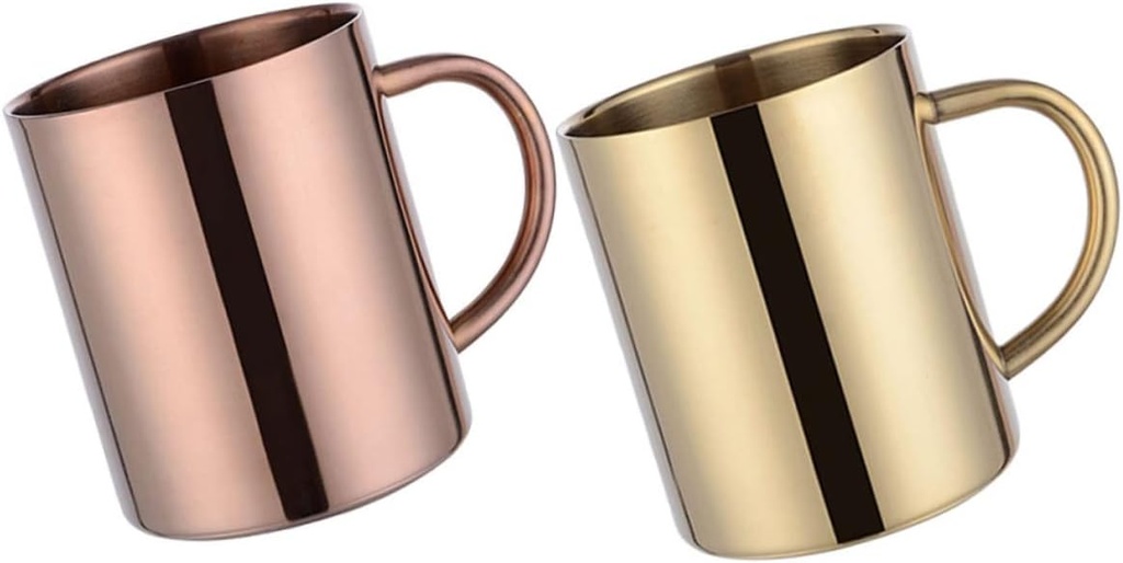 2pcs Double Walled Coffee Mug Insulated Travel Cups with Handle for Tea Water Hot for Camping Home and Coffee Shops