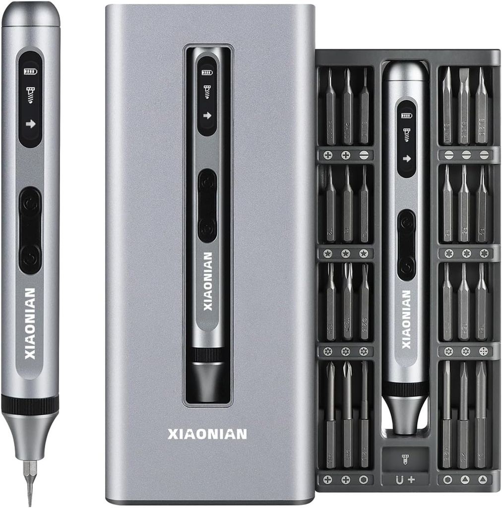 52 in 1 Electric Screwdriver Set,XIAONIAN 3.7V Mini Precision Screwdriver Set with 48 S2 Magnetic Bits,USB-C Charging Cable,LED Light,Small Repair Tool Kit for Phone,Watch,Eyeglasses,PC,Camera,Laptop