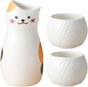 Cabilock 1set Ceramic Japanese Cat Sake Pot Cups Unique Decorative Tea and Wine Container for Home Use for Cat and Special Occasions