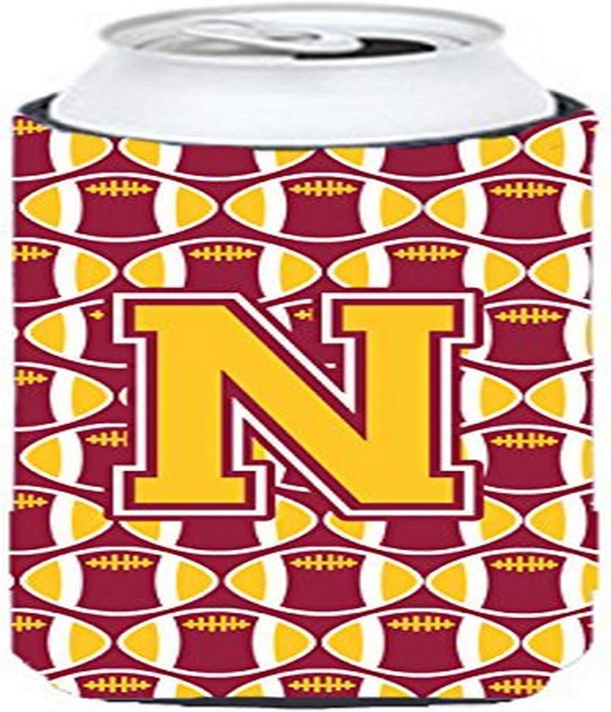 Caroline's Treasures CJ1081-NTBC Letter N Football Maroon and Gold Tall Boy Hugger Can Cooler Sleeve Hugger Machine Washable Drink Sleeve Hugger Collapsible Insulator Beverage Insulated Holder