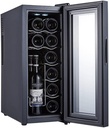 Wine Cooler with Glass Door, 12-Bottle Free-Standing Wine Refrigerator, Temperature Zone 10-18 ℃, Touch Screen, Imitation Wine Cellar Storage Environment, Reduce Noise and Vibration,C