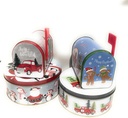 Greenbrier Festive Holiday-Themed 4 Pack Cookie Tins: Large 6"x4"x3", Small 5"x3"x2"