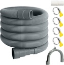 10FT Washing Machine Drain Hose, Universal Dishwasher Hose Extension Kit with 1 U-Bend Holder, 1 Extension Adapter and 4 Hose Clamps
