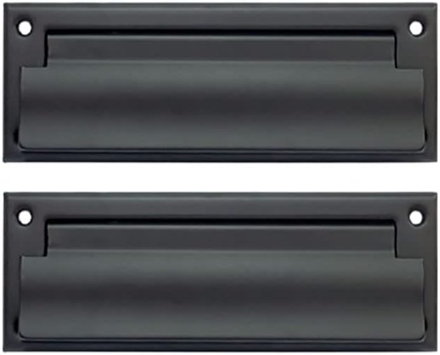 QCAA Solid Brass Mail Slot, with Solid Brass Interior Frame and Solid Brass Back Plate, 8-7/8''X2-7/8, Matte Black, 1 Pack, Made in Taiwan