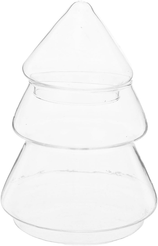 ABOOFAN Clear Glass Candy Box 220ml Christmas Tree Shaped Sweet Cookie Jar Xmas Favor Boxes Chocolate Treat Holder Container for Christmas Party Decorations