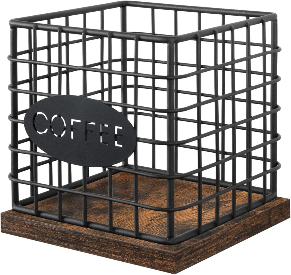 YINMIT K Cup Holder Organizer, Sturdy Coffee Pod Holder Organizer, 35 Kcup Large Capacity Storage Basket for Kitchen Counter and Office Desktop (Square Grid)