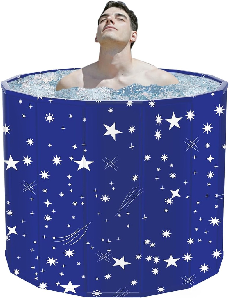 STARBRILLIANT Portable Bathtub for Adults, Easy to Assemble Collapsible Bathtub （31.5"L x 26"）, Suitable for Travel, Camping and Outdoor Activities (Starlit Sky, L)