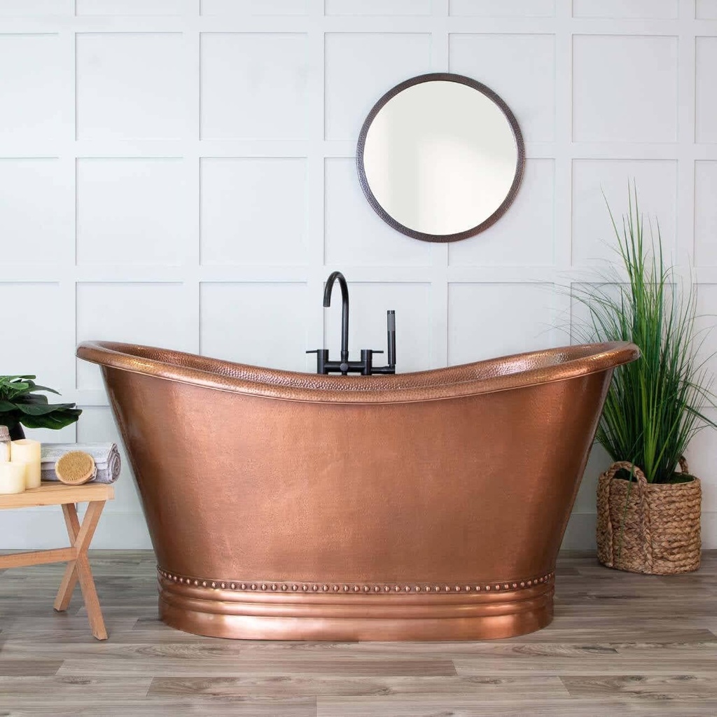 Vintage Tub & Bath Duncan 66 Inch Copper Freestanding Double Slipper Bathtub - Medium Copper