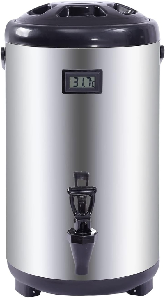 Stainless Steel Insulated Beverage Dispenser, 12L Insulated Thermal Hot and Cold Beverage Dispenser with Spigot for Hot Tea & Coffee, Cold Milk, Water, Juice,Soup Family Party Cafe Buffet