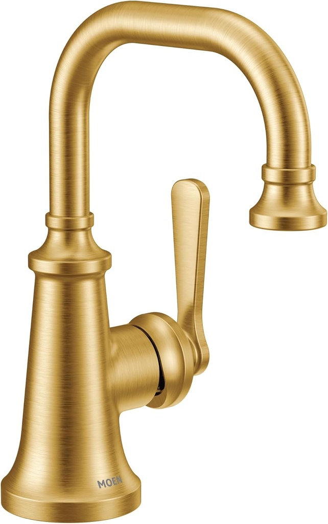 Moen Brushed Gold Colinet One-Handle Single Hole Traditional Bathroom Sink Faucet, S44101BG