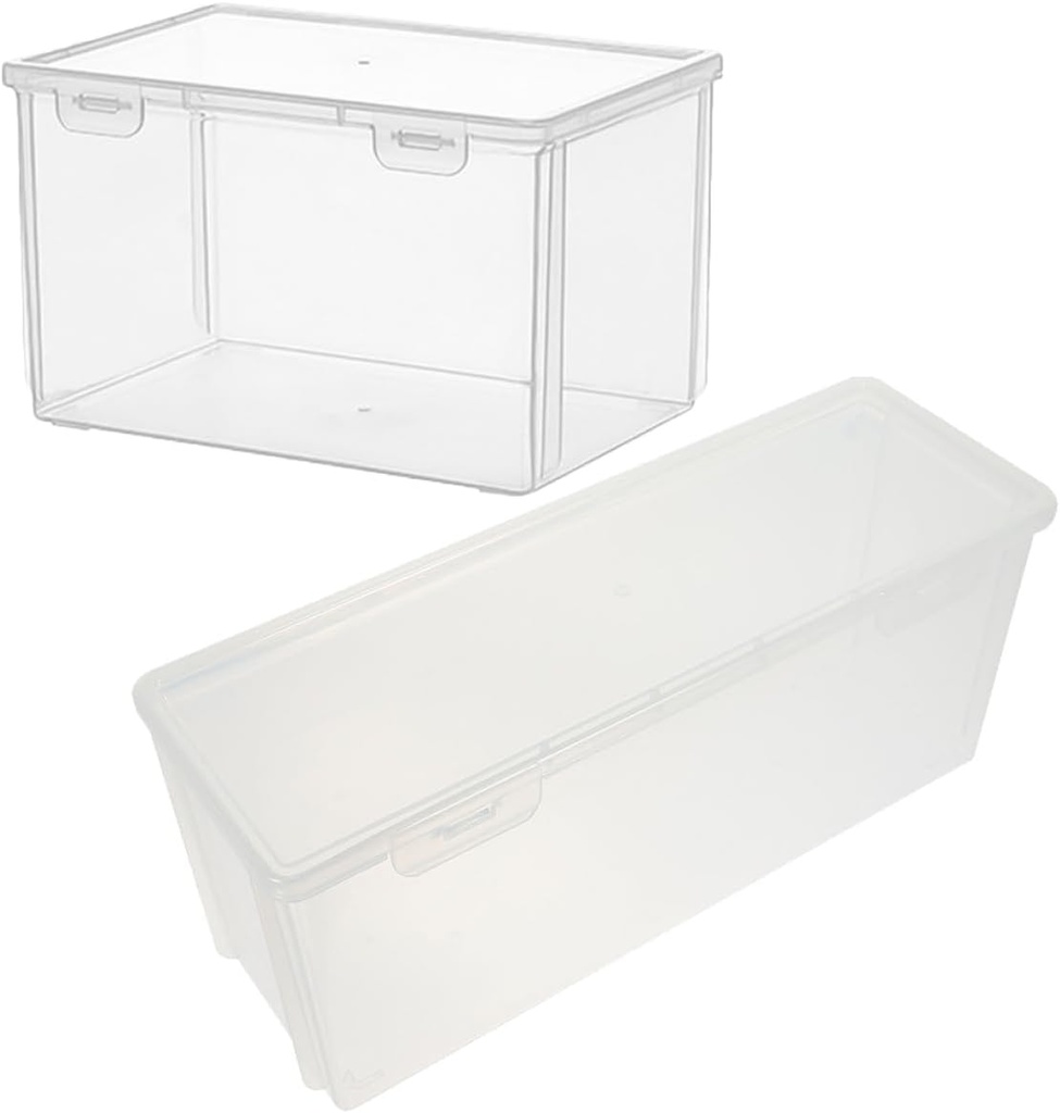 PRETYZOOM 2pcs Clear Bread Toast Box Medium Food Storage Container for Fridge Freezer Transparent Pantry Organizer Safe Material Keeps Bread Fresh and Contaminant