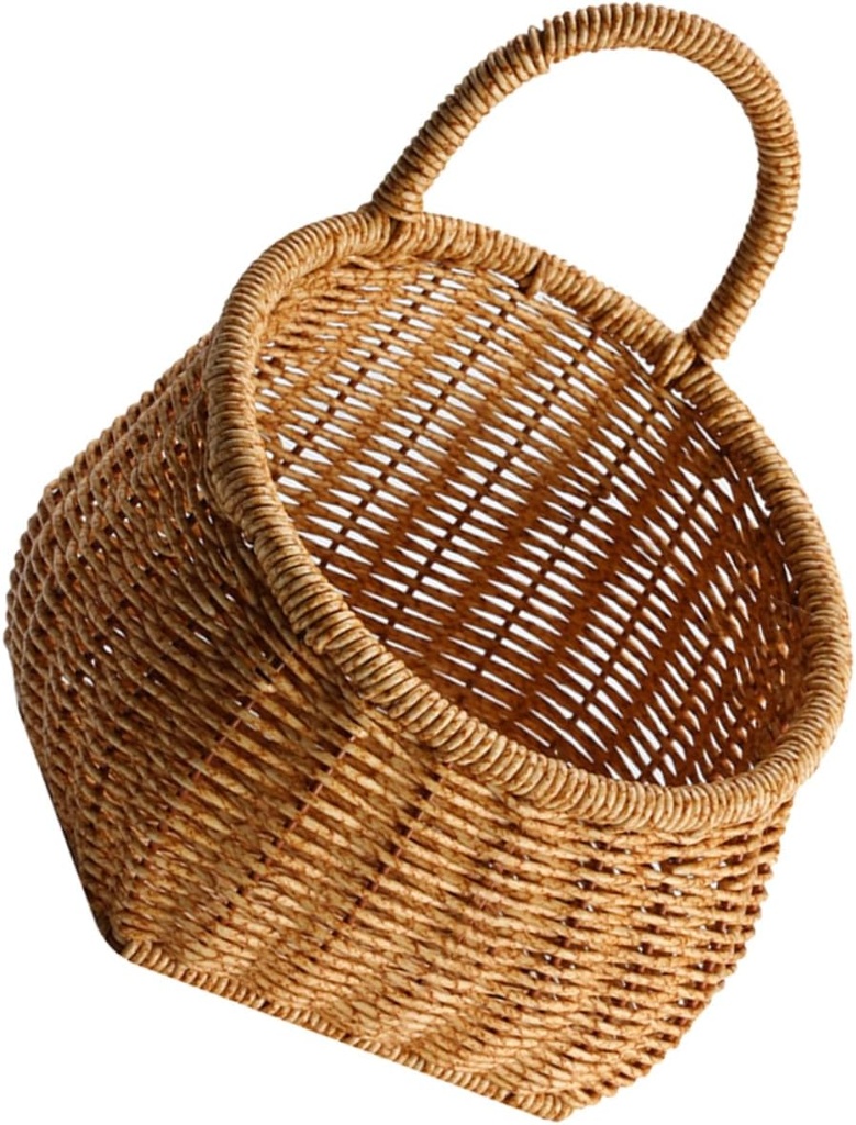 Wall-mounted Woven Hanging Basket for Kitchen Decor Versatile Storage for Fruits Vegetables and Bread Space-saving Design for Home and Outdoor Use