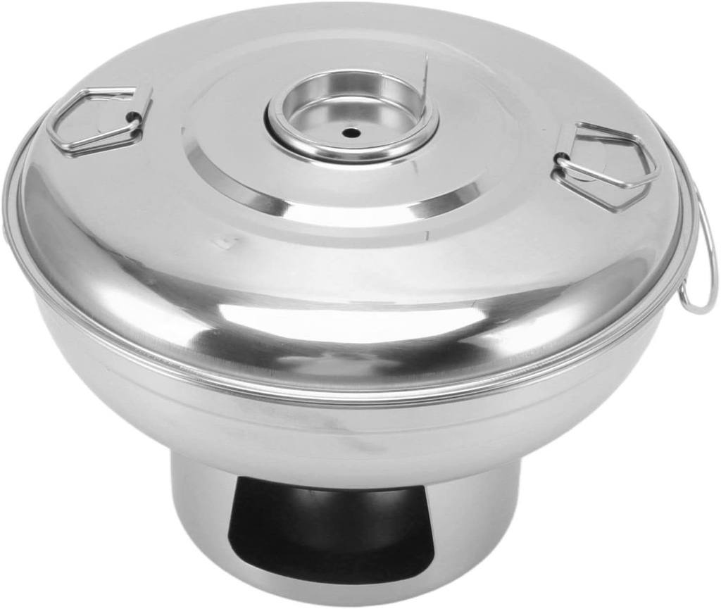 Topyond Portable Charcoal Hot Pot - Small Stainless Steel Dry Ice Pot for One Person Milk Tea - Authentic Cooking Anywhere(silvery)