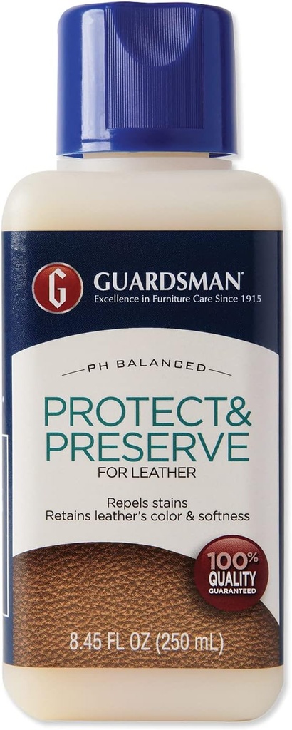 Guardsman Protect & Preserve Leather Protector for Leather Furniture & Car Interiors | Small Leather Goods and Leather Shoe Cleaner, 8.4 Fluid Ounces