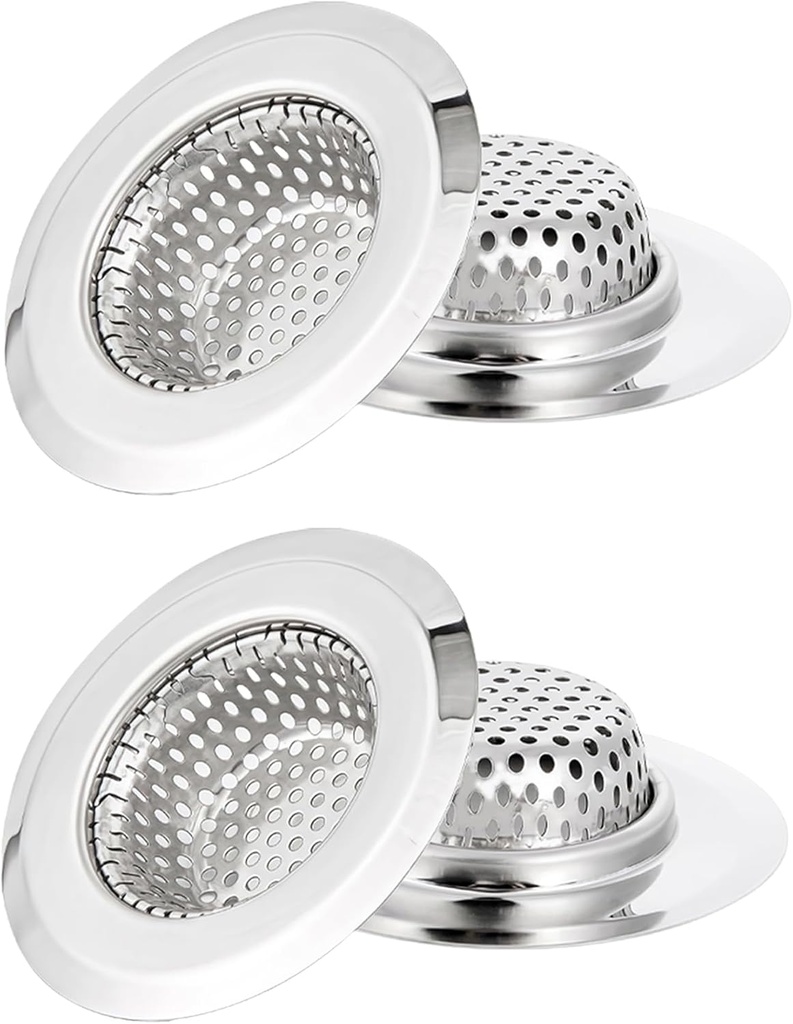 4 Pack Bathtub Drain Strainer, 2.75" Top / 1.75" Basket Stainless Steel Drain Hair Catcher, Perfect for Bathroom Sink Bathtub Vanity Sink Basin Shower Room Balcony Floor Drain (4)