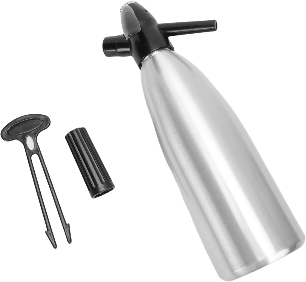 Portable Soda Siphon, 1L Aluminum Travel Sparkling Water Maker Machine DIY Soda Maker for Fresh Soda Water, Cocktails, Hard Seltzers, Uses