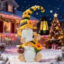 Solar Bee Garden Gnomes with LED Lantern – Waterproof Stacked Outdoor Decor for Yard, Patio – Unique Gnome Gift for Women, Mom, Grandma (Christmas Decor, Outdoor Statues)
