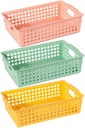 Zerodeko 3pcs Plastic Storage Basket Tray with Handle Pantry Organizer Basket Bins Onion Garlic Fruit Basket Desktop Bins Organizer for Home Kitchen Bathrooms