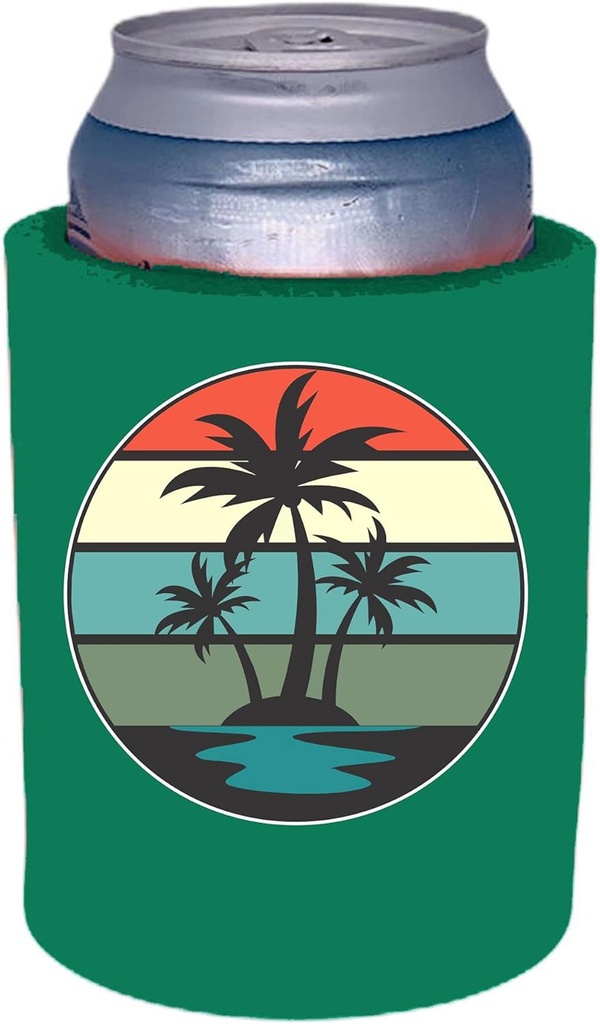 Retro Palm Trees Thick Foam Can Coolie (1, Turquoise)