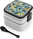 Bento Lunch Box for Women Lunch Containers for Adults Stems And Yellow Leaves Double Layered Lunchbox Large Capacity Bento Box with Cutlery for Work Picnic Camping Travel, style
