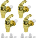 Waziaqoc 4 PCS Spigot for Beverage Dispenser, Gold Push Style Beverage Dispenser Spigot Replacement, Plastic Spout for Drink Dispenser, Buffets Parties Glass Beverage Dispenser