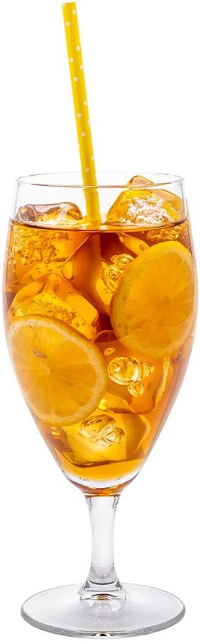 Restaurantware Cascata 16 Ounce Iced Tea Glasses Set Of 12 Tempered Clear Drinking Glasses - Chip-Resistant Fine-Blown Glass Tea Glasses Dishwasher-Safe Drinking Glasses For Water Or Iced Tea