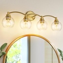Gold Bathroom Vanity Light, 4-Light Bathroom Light Fixture with Globe Glass, Modern Wall Sconce, ZCVL02GD-4