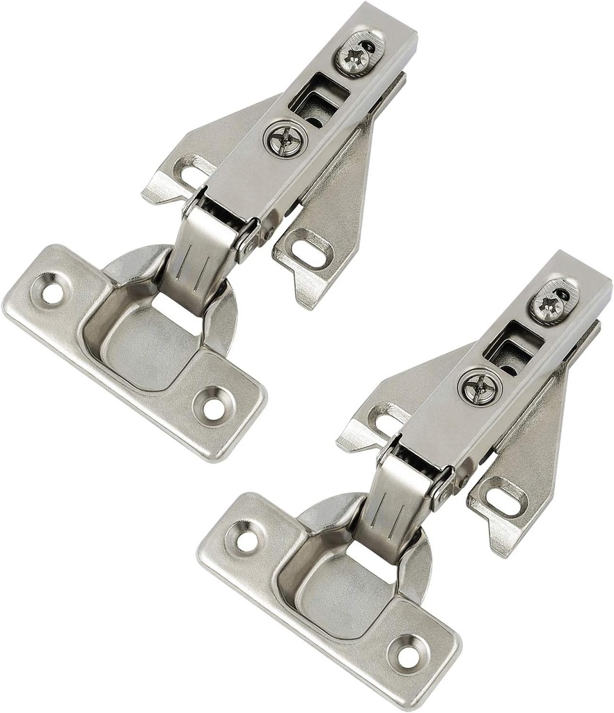 Probrico 1 Pair（2 Pack） Kitchen Cabinet Hinges for Face Frame Cabinet, Concealed Cabinet Hinges Brushed Satin Nickel with Mounting Screws