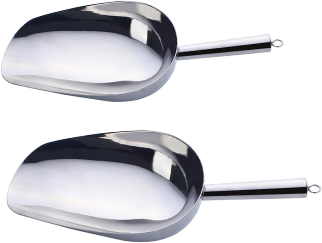Cabilock 2pcs Stainless Steel Food Scoops Thickened Ice Shovels for Rice Cereal and Kitchen Use Kitchen Tools for Ice Flour Nuts